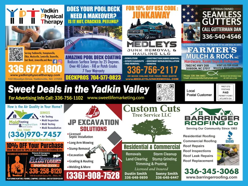 A real Sweet Deals Business Boost Card from the Yadkin Valley mailing